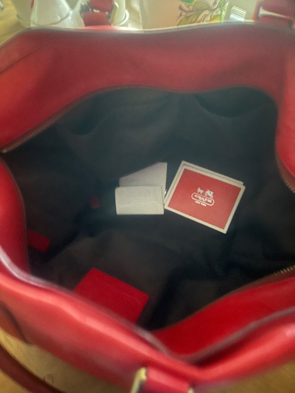 Vintage Red Leather Weekender Coach Bag - Picture 9 of 11
